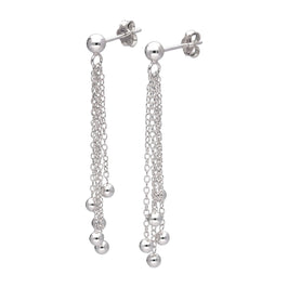 Sterlingsilber Mehrfach Kugel und Quaste Hänge Ohrstecker