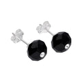 Sterlingsilber Schwarz Kunstperle & CZ Kristall Ohrstecker