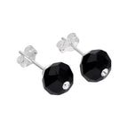 Sterlingsilber Schwarz Kunstperle & CZ Kristall Ohrstecker