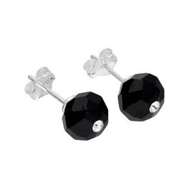 Sterlingsilber Schwarz Kunstperle & CZ Kristall Ohrstecker