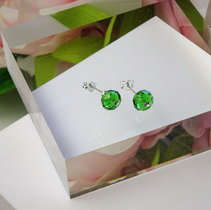 Sterlingsilber Grün Kunstperle & CZ Kristall Ohrstecker