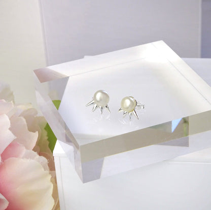 Sterlingsilber Süßwasserperle Zacken Ohrstecker