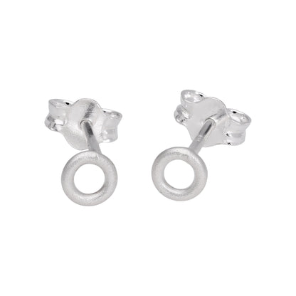 Sterling Silver 4mm Karma Circle Stud Earrings