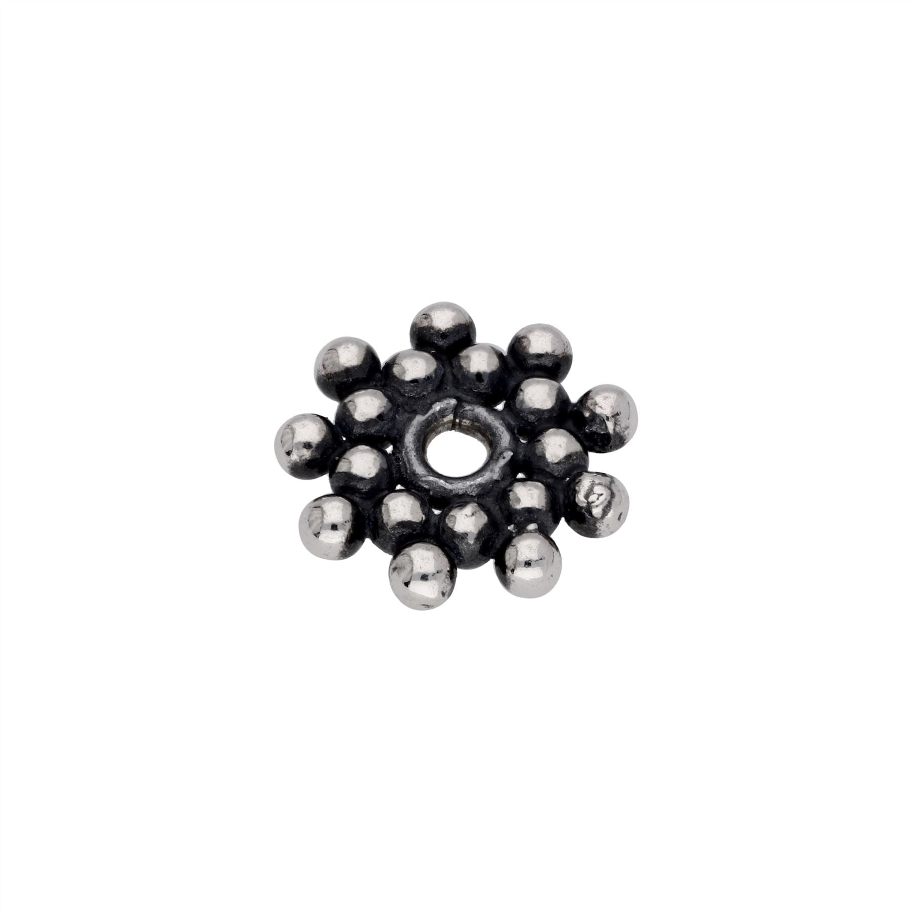 Sterlingsilber oxidierter flacher Perlen-Cluster-Zwischenperlen-Anhänger