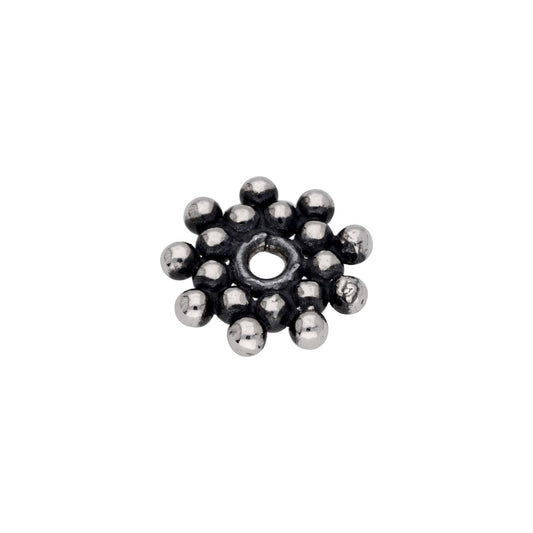 Sterling Silver Oxidised Flat Beaded Cluster Spacer Bead Charm