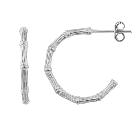 Sterlingsilber Bambus Creolen Ohrstecker