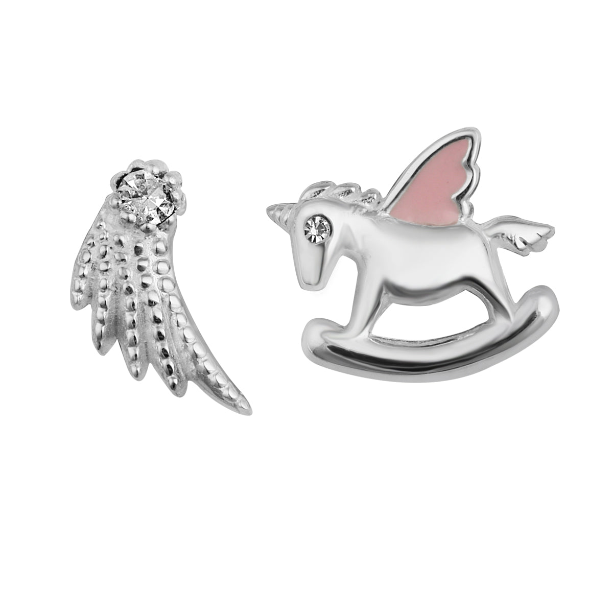 sterling silver mix n match Unicorn Wing CZ Enamel Stud Earrings