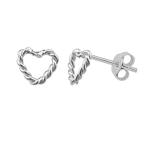 Sterlingsilber Winzig Gedreht Offen Herz Ohrstecker