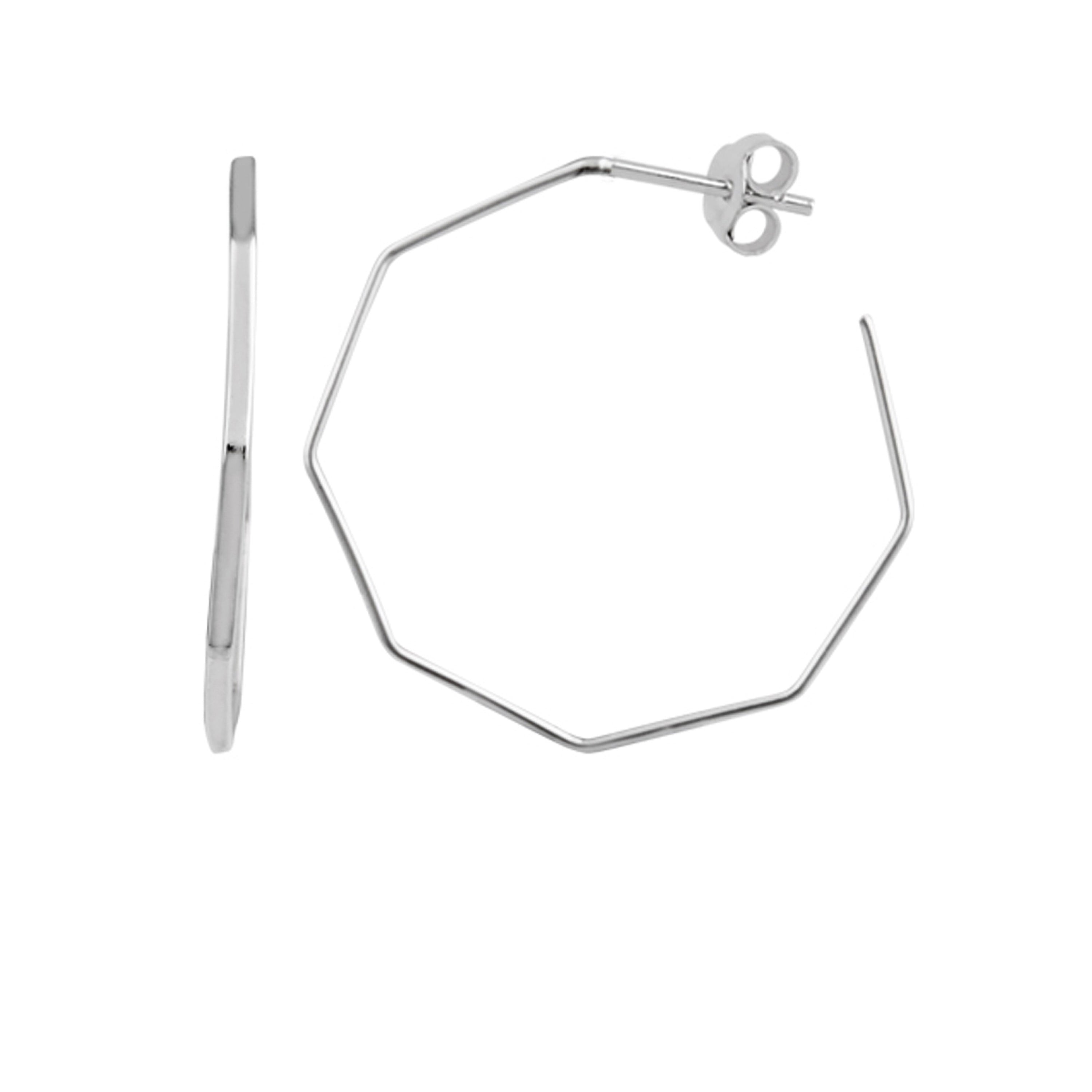 Sterlingsilber Geometrie Oktagon Offen Creolen Ohrstecker