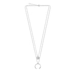Sterlingsilber Zweilagig Mehrfach Rundscheibe & Halbmond Halskette