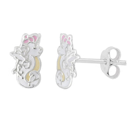 Sterlingsilber Seepferd Einhorn Emaille Ohrstecker
