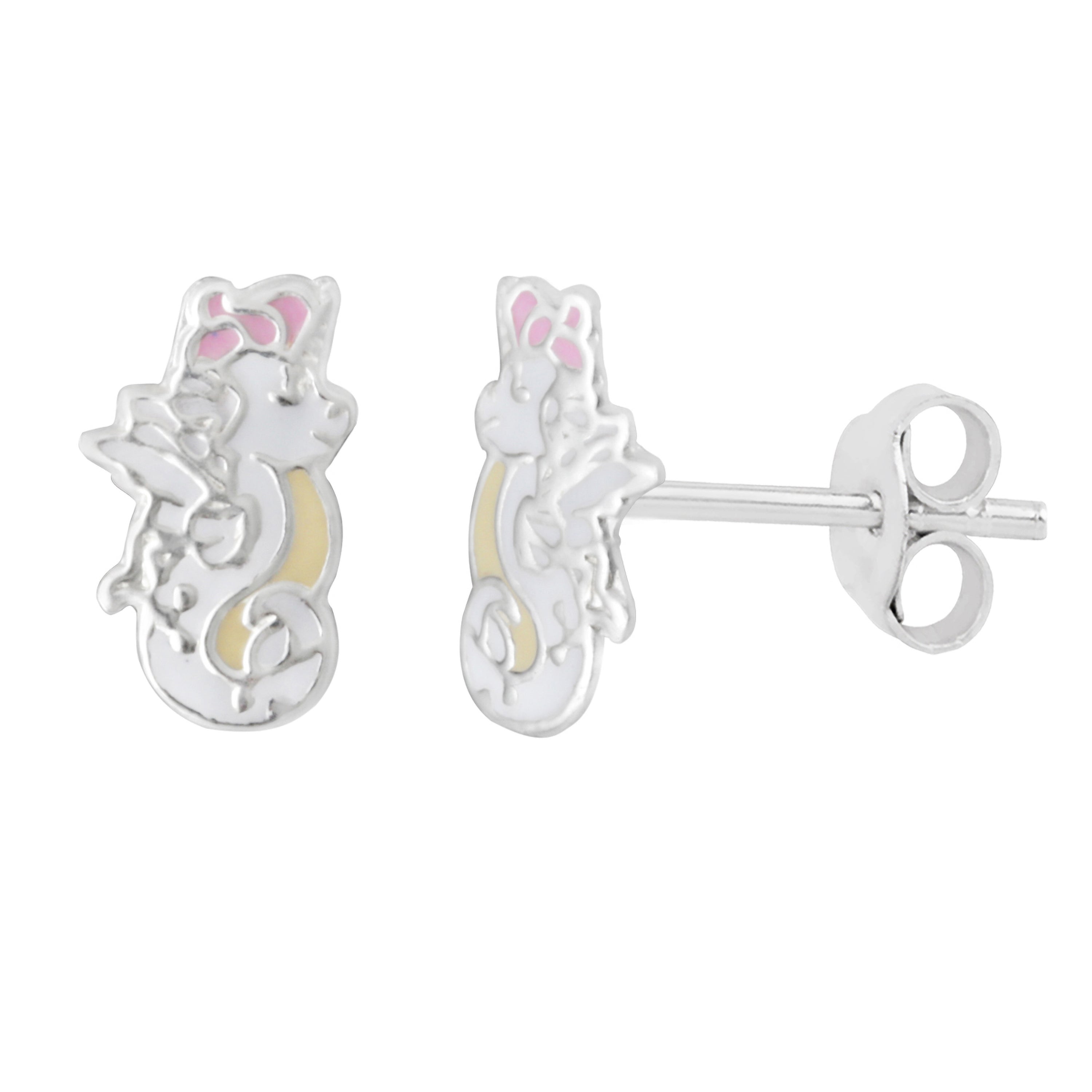 Sterlingsilber Seepferd Einhorn Emaille Ohrstecker