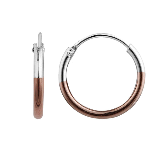 Zweiton Rosévergoldet Sterlingsilber 12mm Schläfer Creolen Ohrringe