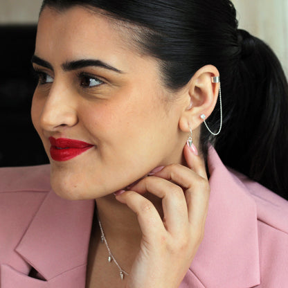 Sterlingsilber Zacke Anhänger Offen Creolen Ohrstecker