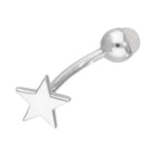 Bauchnabelpiercing aus Sterlingsilber mit Stern und Regenbogen-Mondstein