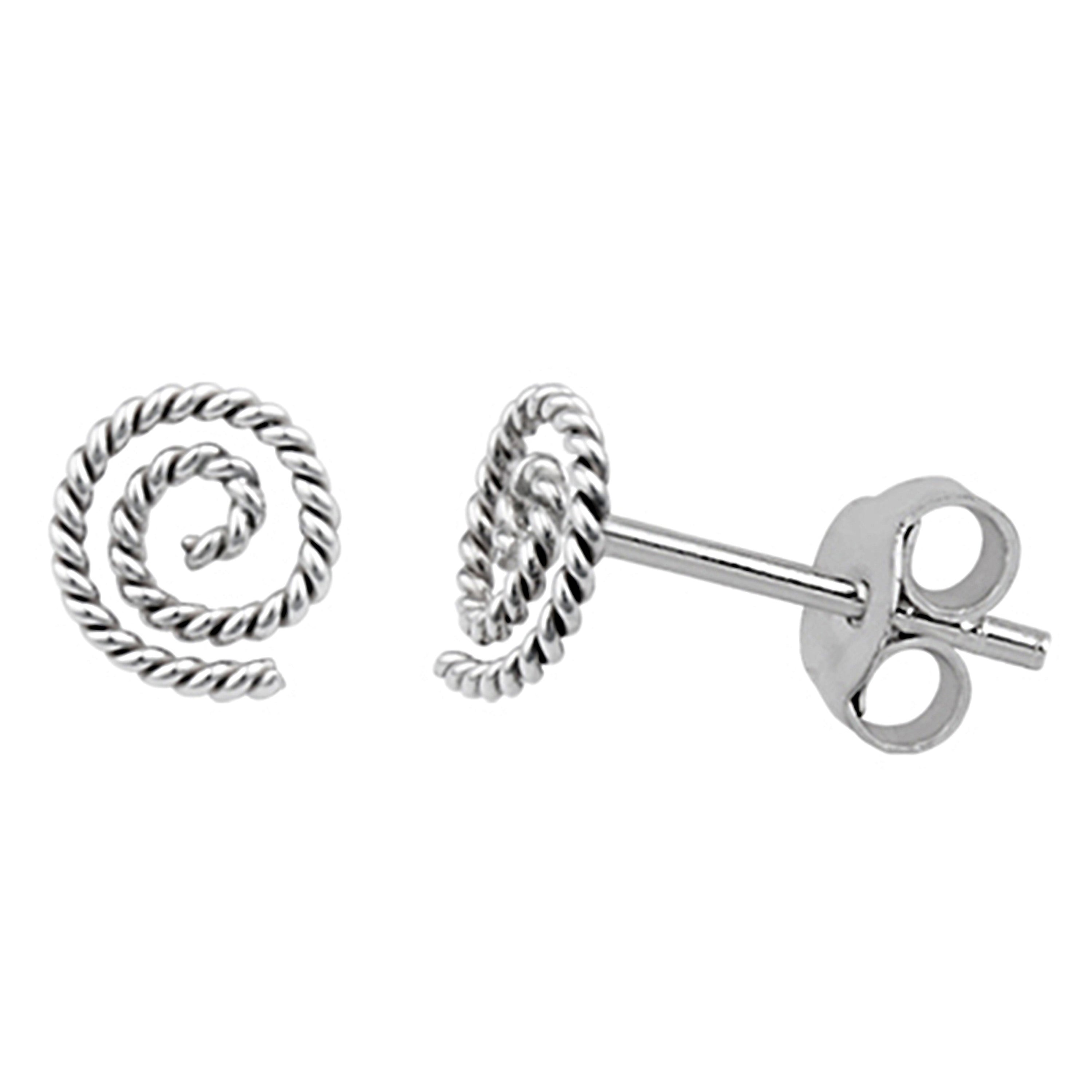 Sterlingsilber Handgefertigt Gedrehtes Seil Spirale Ohrstecker