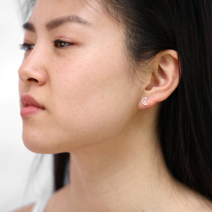 Sterlingsilber Halbmond Kontur Ohrstecker