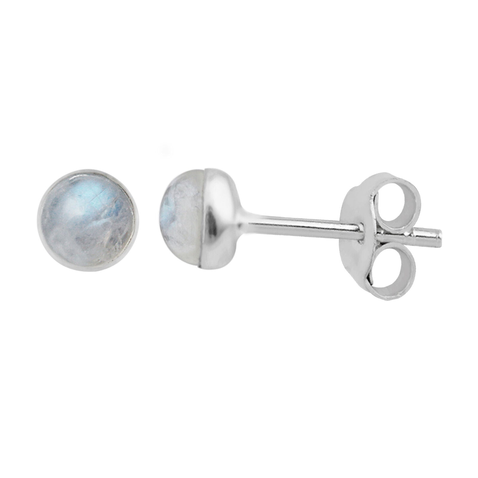 Sterlingsilber Mondstein Kugel Ohrstecker