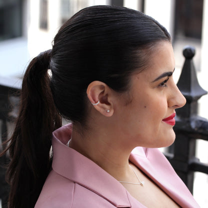 Sterlingsilber Mondstein Kugel Ohrstecker