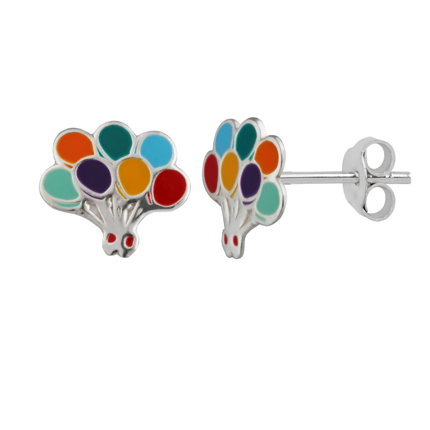 Sterling Silver Colourful Party Balloons Enamel Stud Earrings