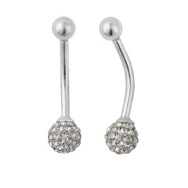 Sterlingsilber & CZ Kristall Bauchnabel Stange