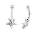 Bauchnabelpiercing aus Sterlingsilber mit Blume und Zirkonia