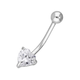 Bauchnabelpiercing aus Sterlingsilber mit Herz und Zirkonia