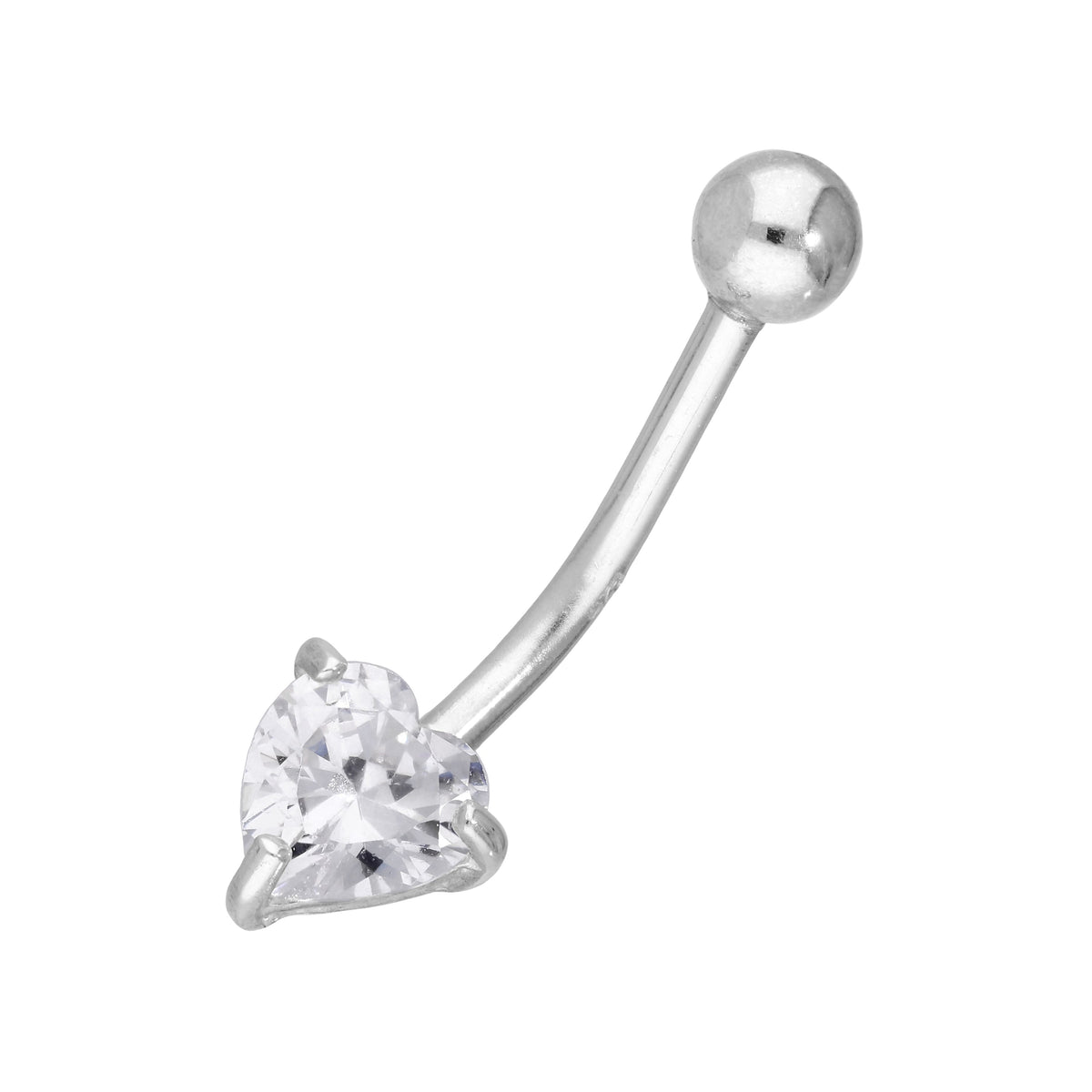 Bauchnabelpiercing aus Sterlingsilber mit Herz und Zirkonia