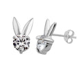 Sterlingsilber & CZ Kristall Hasenohren Ohrstecker