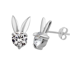 Sterlingsilber & CZ Kristall Hasenohren Ohrstecker