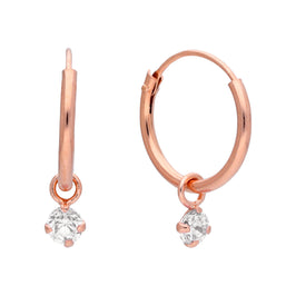 Rosévergoldet Sterlingsilber & CZ Kristall Creolen Ohrringe