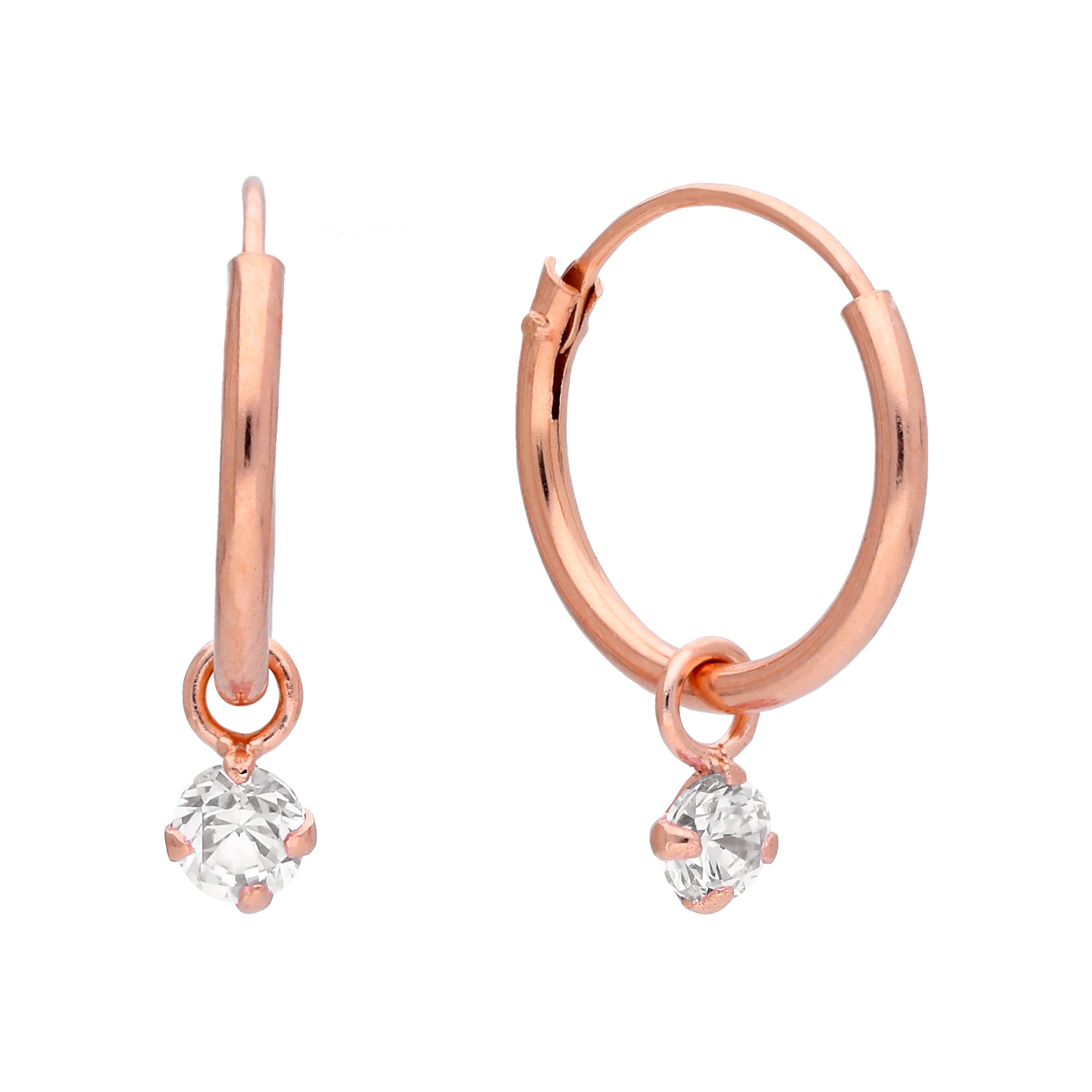 Rosévergoldet Sterlingsilber & CZ Kristall Creolen Ohrringe
