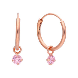 Rosévergoldet Sterlingsilber & 3 mm CZ Kristall Creolen Ohrringe