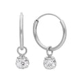 Sterlingsilber & 5 mm CZ Kristall Kugel Creolen Ohrringe