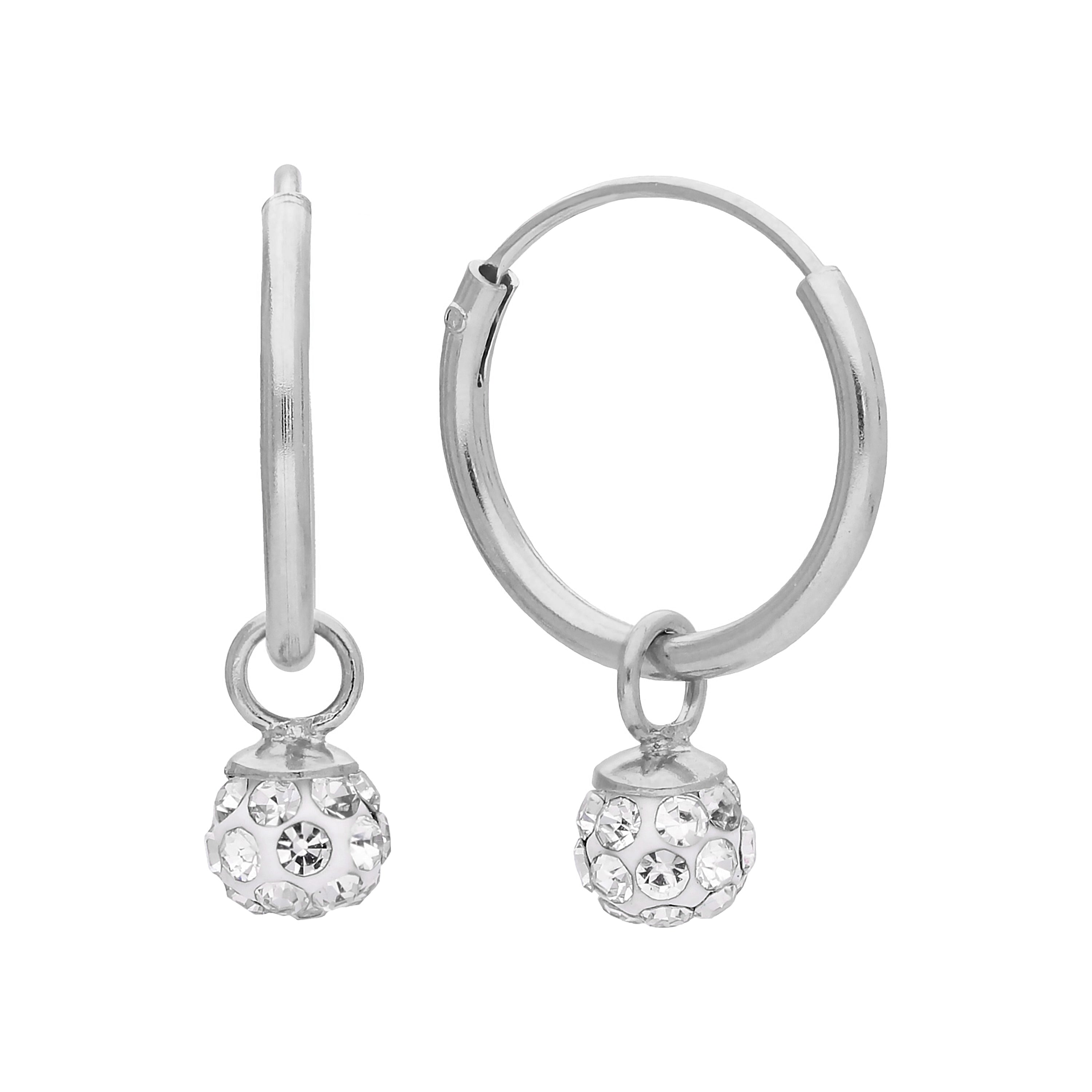 Sterlingsilber & 5 mm CZ Kristall Kugel Creolen Ohrringe