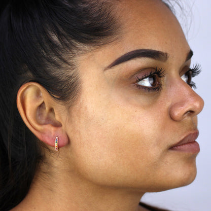 Rosévergoldet Sterlingsilber Regenbogen Creolen Ohrringe