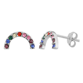 Sterlingsilber & CZ Kristall Regenbogen Ohrstecker