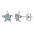 Stern-Ohrstecker aus Sterlingsilber mit weißem Opal-Imitat