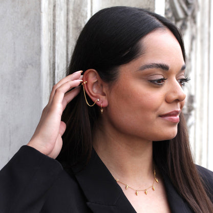 Vergoldet Sterlingsilber Zacke Creolen Ohrstecker