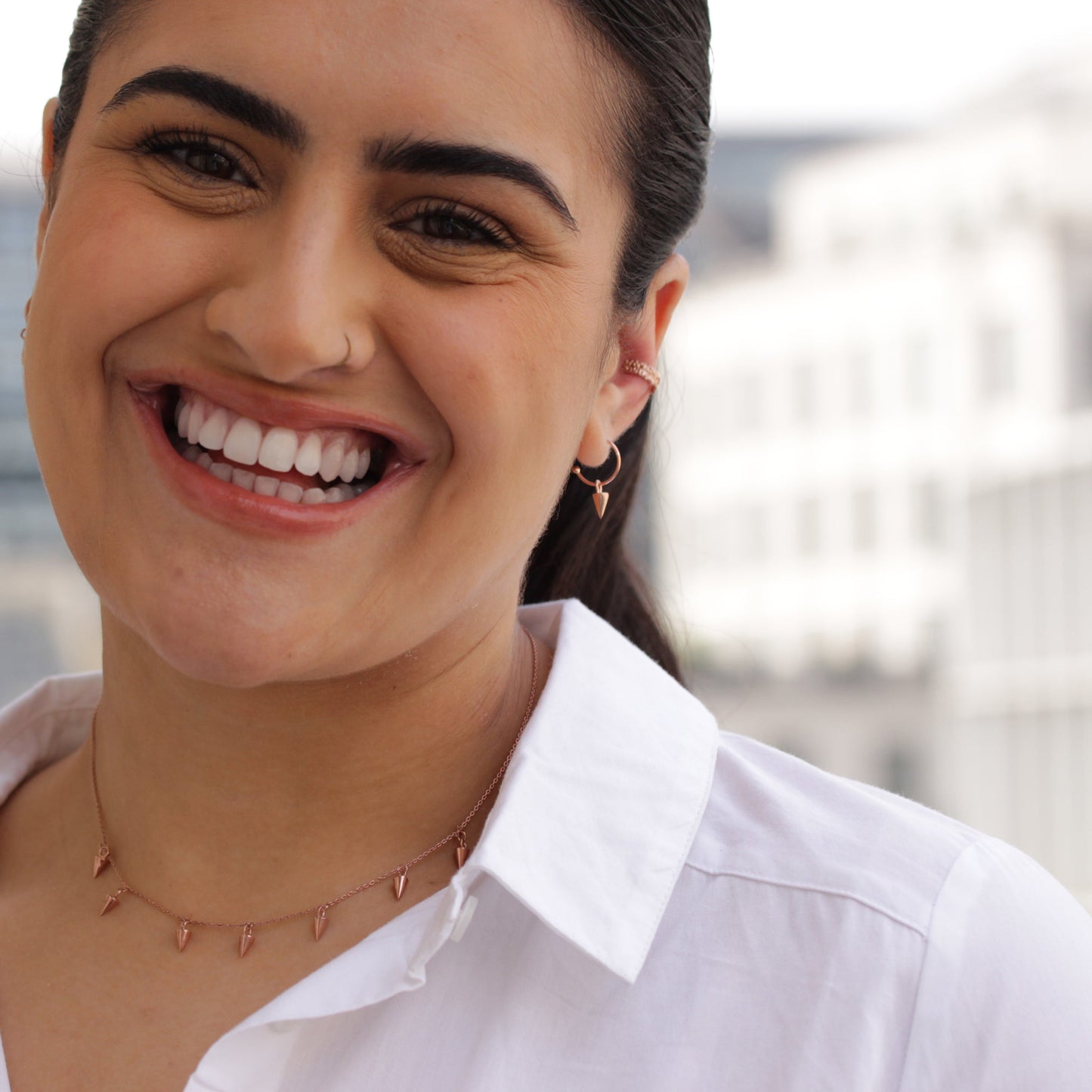 Rosévergoldet Sterlingsilber Zacke Creolen Ohrstecker