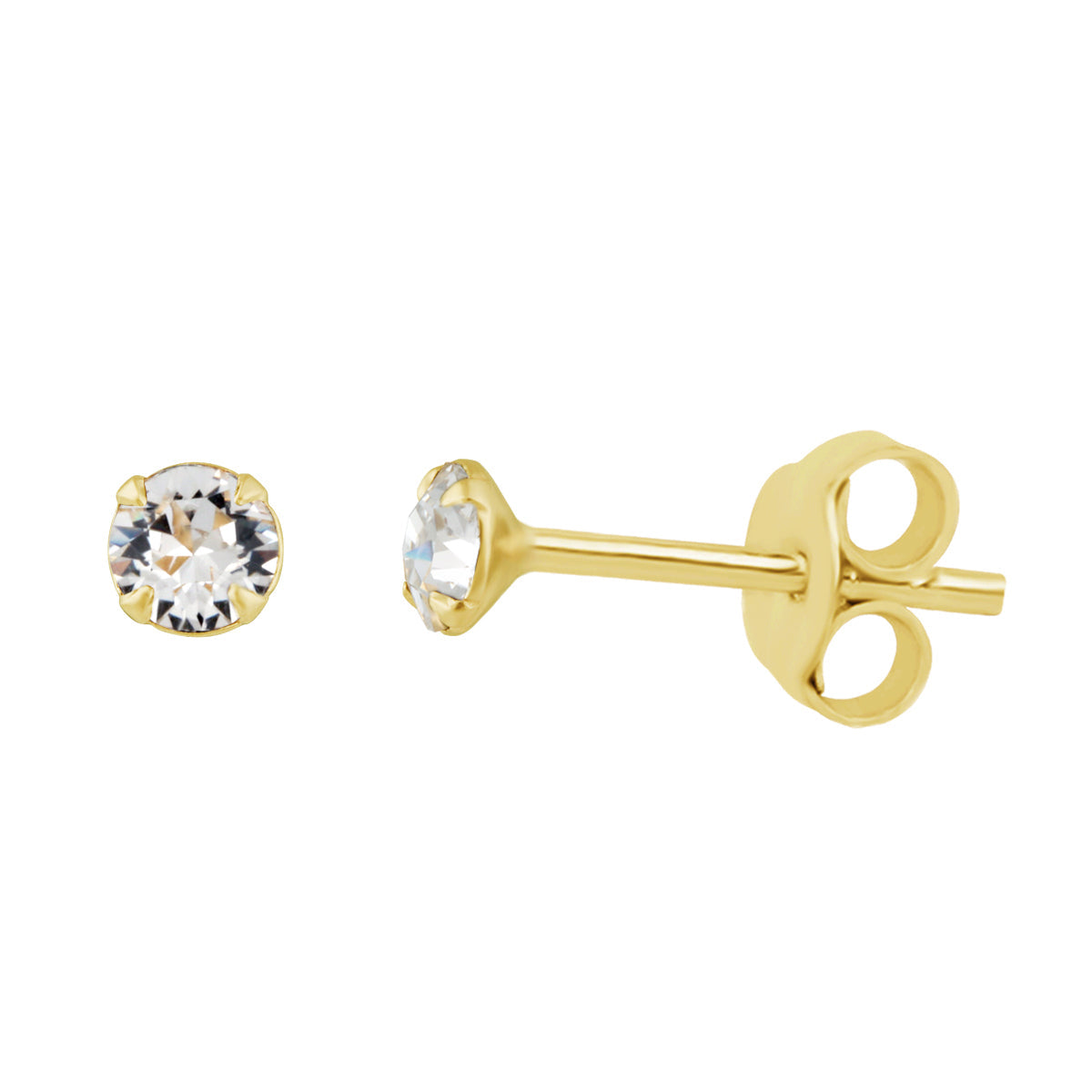 Vergoldetes Sterlingsilber & 3 mm CZ Claw Set Ohrstecker