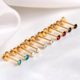Vergoldetes Sterlingsilber & 3 mm CZ Claw Set Ohrstecker