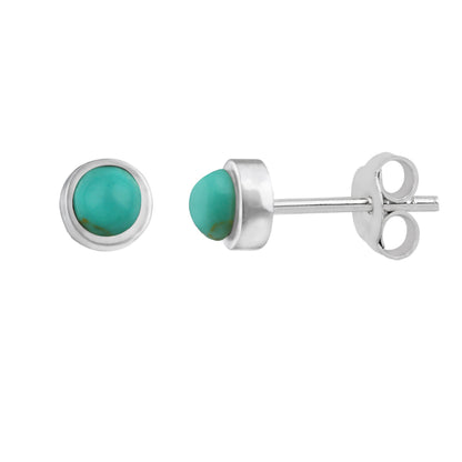 Sterling Silber & 3mm Edelsteinkugel-Ohrstecker