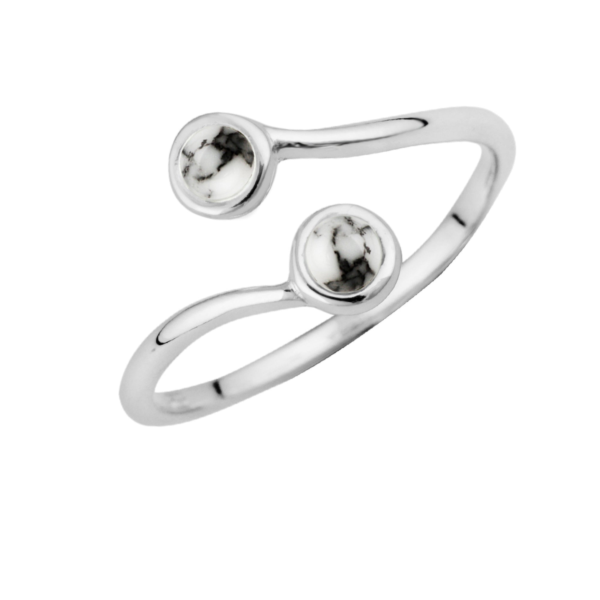 Verstellbarer Sterlingsilber Doppelsteinring