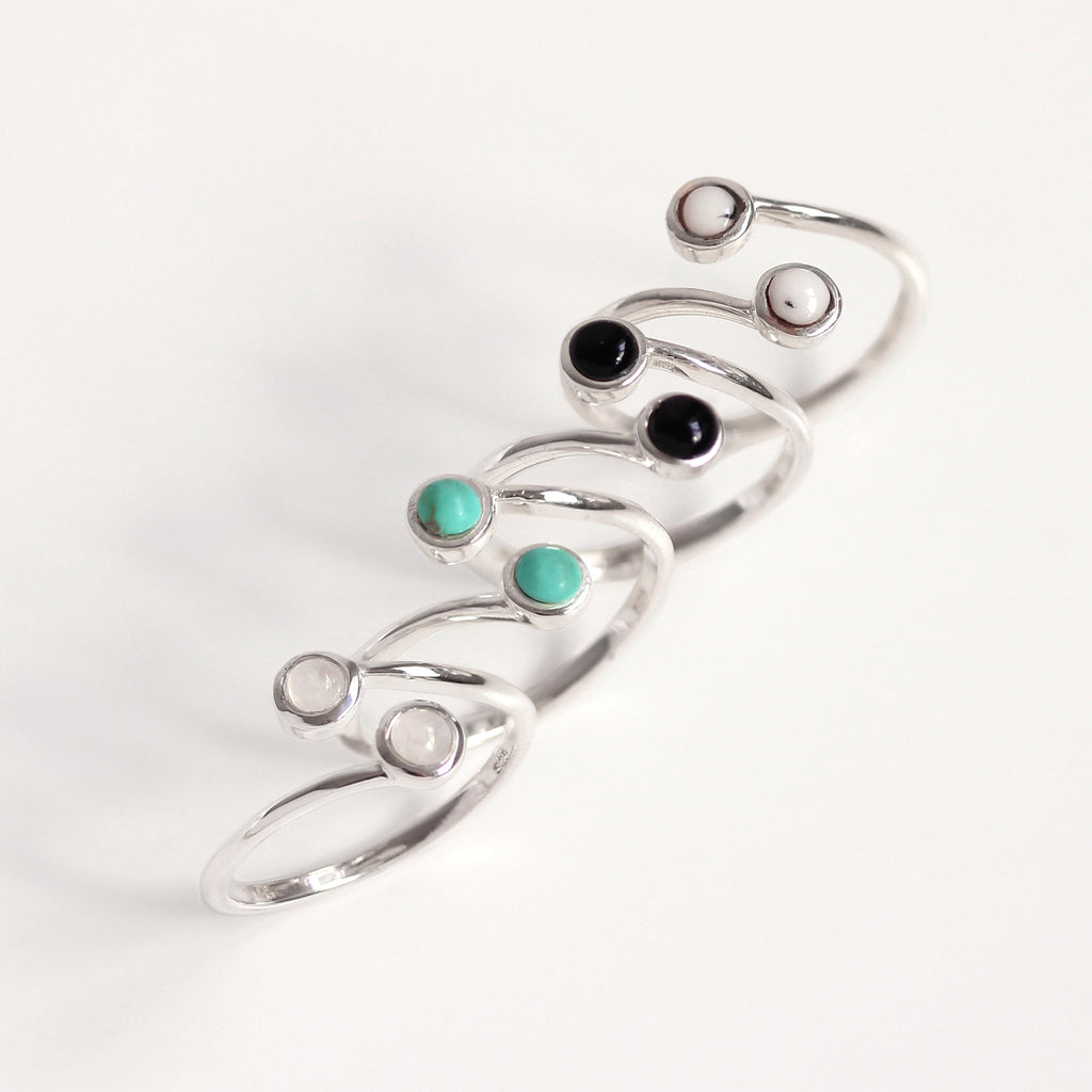 Verstellbarer Sterlingsilber Doppelsteinring