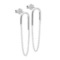 Ohrstecker aus Sterlingsilber mit geschwungenem Stab und Kette