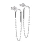 Ohrstecker aus Sterlingsilber mit geschwungenem Stab und Kette