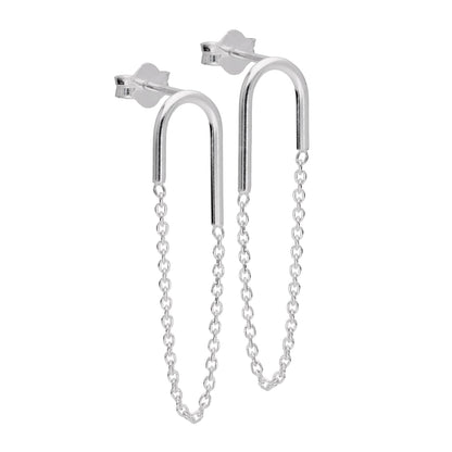 Sterlingsilber Gekrümmt Stange Kette Ohrstecker