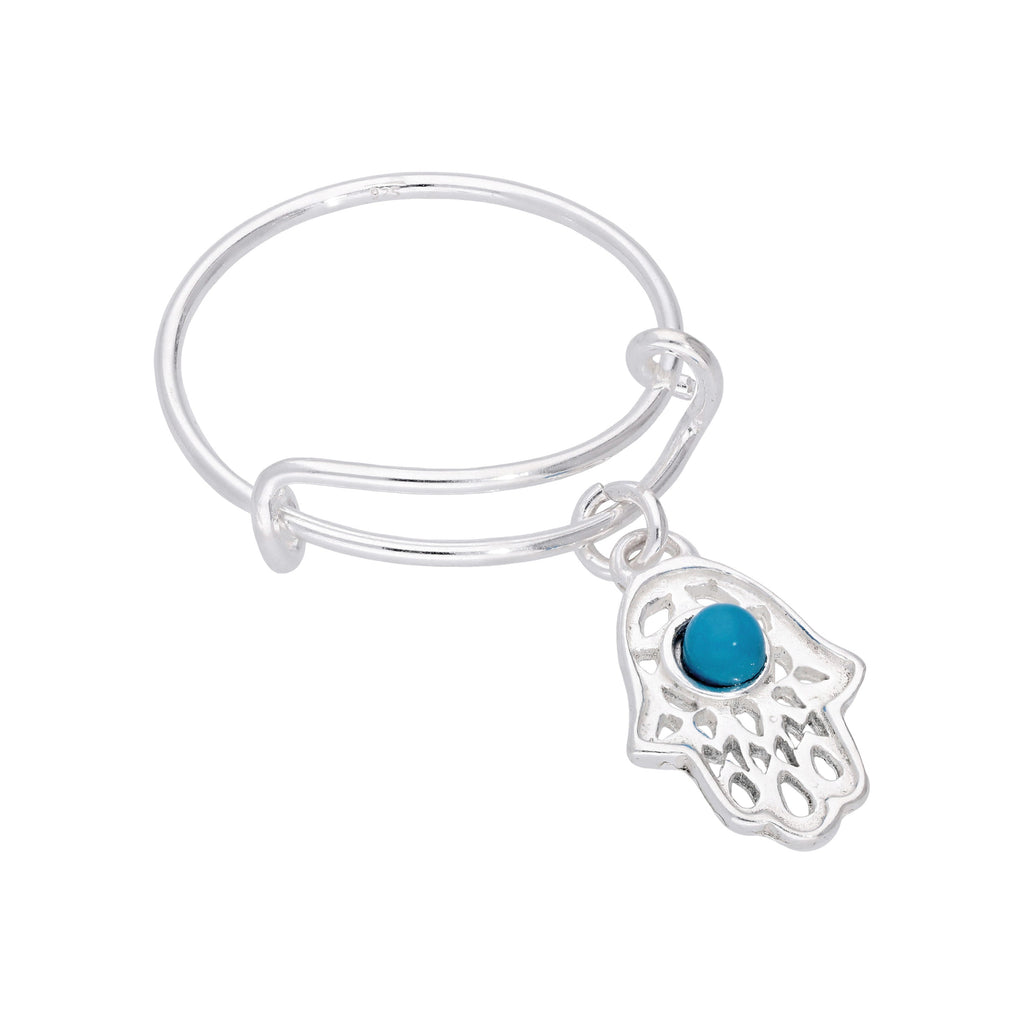 Sterlingsilber Hamsa Hand Ring Größenverstellbar
