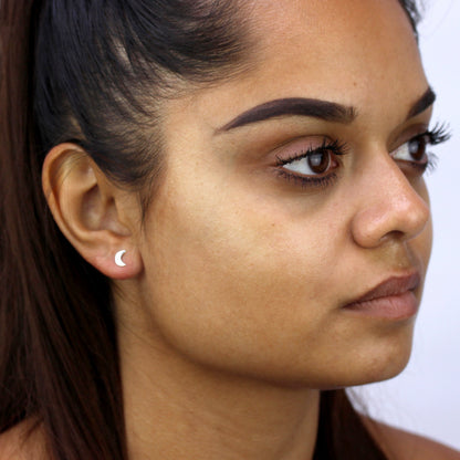 Sterlingsilber Halbmond Ohrstecker